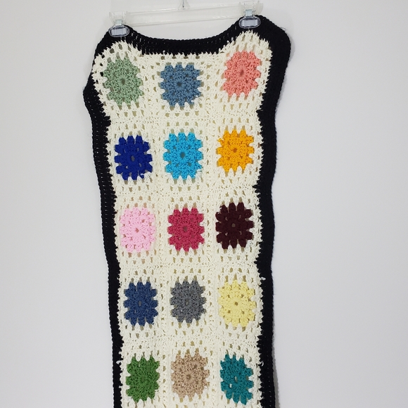 Granny Square Multicolored Crocheted Scarf - Picture 9 of 13